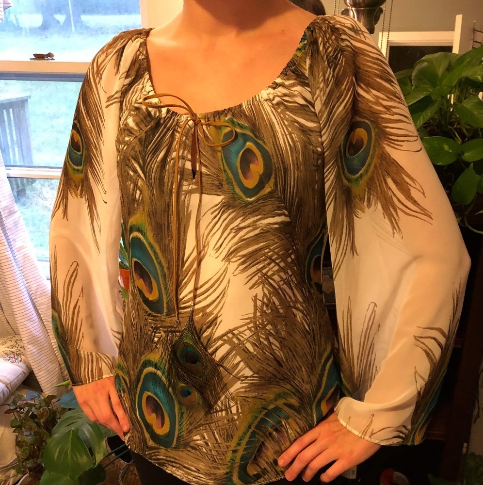 Peacock Feather Boho Top